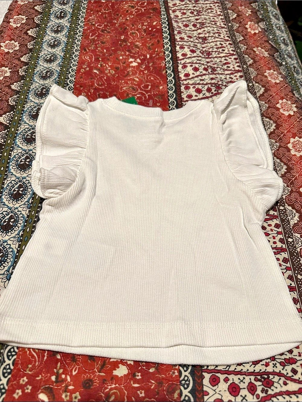 Baby GAP Ribbed Ruffle Sleeve Off-White Top